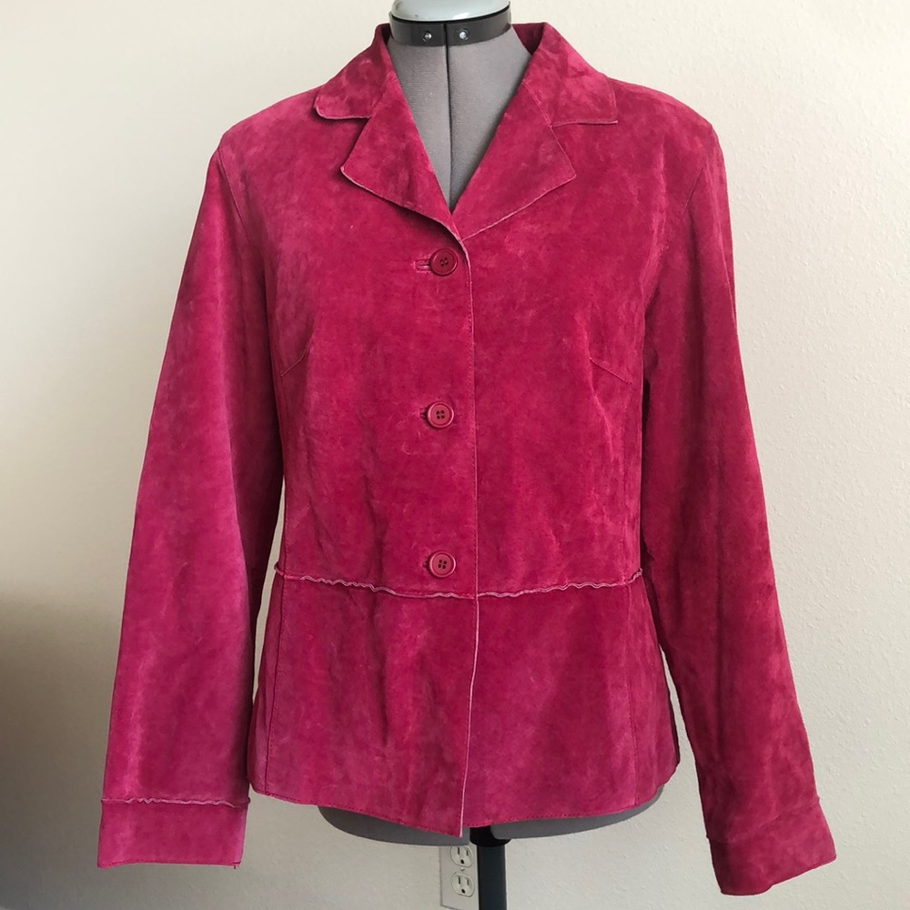 Vintage Brandon Thomas Hot Pink Suede Leather  Jacket Medium